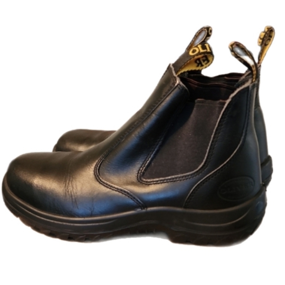 Oliver Black Leather Chelsea Work Boots Slip-On Safety Style Durable